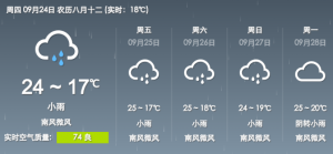 蓉城今日有小雨